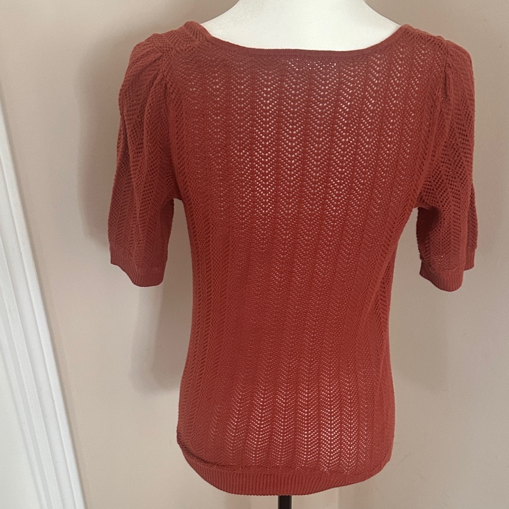Reitmans Rust Openwork Square-Neck Knit Top - Picture 3 of 5